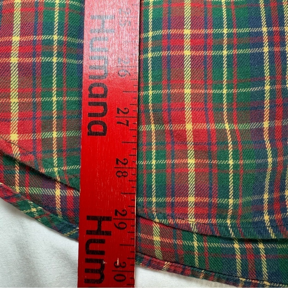 Vintage Abercrombie Flannel Men’s M Navy Green Red Plaid Y2K Cotton Field Meadow - Picture 6 of 7